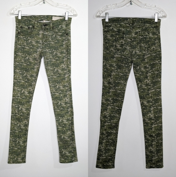 ✨3/$15 Rag and Bone green camo camouflage skinny jeans 26 - Picture 1 of 12